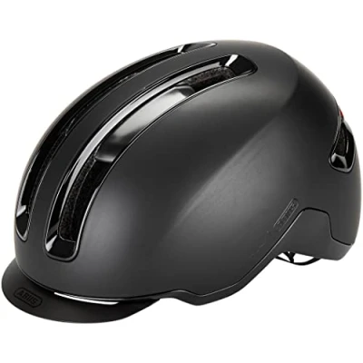 Imagen de ABUS Urban Helmet HUD y con luz trasera LED magnética recargable cierre magnético casco de bicicleta moderno para uso diario hombres mujeres negro mate, talla L