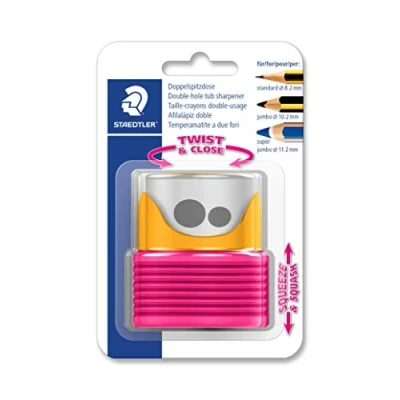 Imagen de STAEDTLER 513007BK 1 Sacapuntas de doble agujero, color amarillo y baya