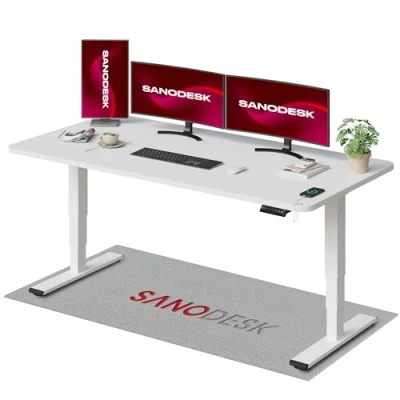 Imagen de SANODESK EC4 Escritorio de pie con Tablero (180 x 80 cm) Mesa Regulable en Altura Elevable Electrico Inteligente 3 Secciones para hogar y Oficina