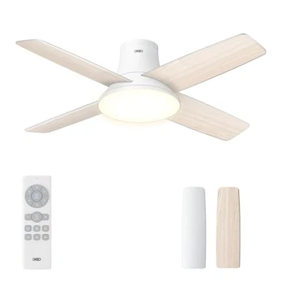 Imagen de Dreo ventilador de techo silencioso con lámpara LED, 112 cm, reversible, 5CCT, 6 velocidades, fácil instalar, temporizador, montaje en superficie, control remoto