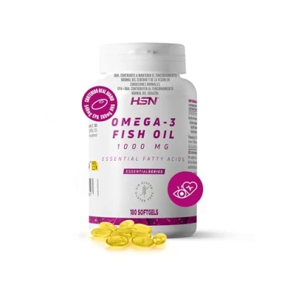Imagen de HSN Omega 3 3000mg Aceite de Pescado 540mg EPA 360mg DHA por Dosis Diaria 180 Perlas Con Vitamina E Ausencia Contaminantes y Oxidación Sin Olor ni Sabor No GMO, Gluten Lactosa