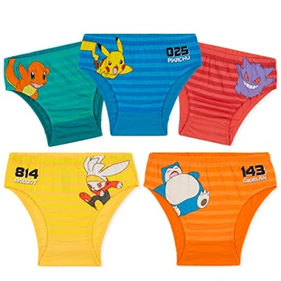 Imagen de Pokémon Calzoncillos Niño Algodón, Pack de 5 Cómodos y Transpirables, Ropa Interior Edad 4 14 Años Accesorios Oficiales (6 7 años, Multicolor Bragas)