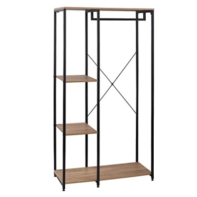 Imagen de WOLTU Perchero de Pie con Estante Zapatero Burro para Colgador Ropa Metal y Madera, 90 x 40 167 cm SR0047hei
