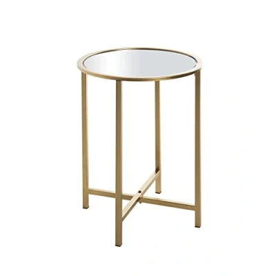 Imagen de HAKU Möbel Mesa auxiliar oro, Metal, espejo 5 mm Dim.: AL 53 cm x diámetro 39 cm, Estilo: Art Déco