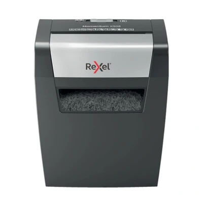 Imagen de Rexel Momentum X308 Trituradora de Papel Corte Cruzado, tritura 9 8 Hojas (70 80 g/m²), contenedor 15 litros, Resistente, Negro, 2104570