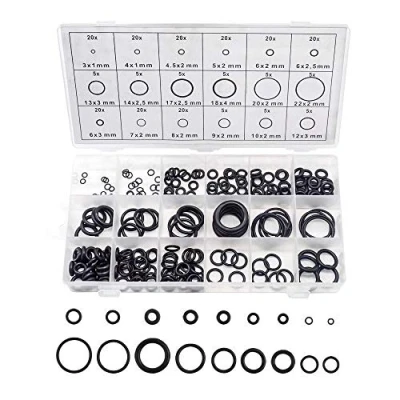 Imagen de Juego de Juntas Tóricas 225 piezas 18 Tamaños Sellado Caja O Ring Goma Arandelas Conjunto Surtido Negro Anillo Junta Tórica Arandela Kit