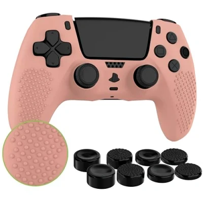 Imagen de MyGadget Funda de Silicona Mando PS5 con 8 Botones Thumbsticks (2 Pares Altos / 2 Bajos) Carcasa para Playstation 5 Dualsense Wireless en Rosa