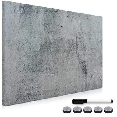 Imagen de Navaris Tablero de Notas magnético Pizarra con diseño Industrial magnética Marcador Negro y 5 imanes 90 x 60 CM