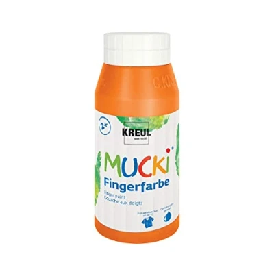 Imagen de KREUL 23203 Mucki Pintura Brillante para Dedos, 750 ml en Naranja, a Base de Agua, sin parabenos, Gluten, lactosa y Vegana, Lavable, Orange,