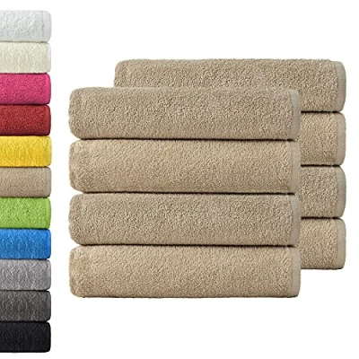 Imagen de NatureMark Paquete Ahorro de 8 Toallas Tejido Rizo, Set Unidades 50 x 100 cm, Arena Beige, 100% algodón