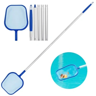 Imagen de SENTAIMAO Redes de Piscina para Limpieza Hojas Piscina, atrapar flotantes, Insectos, Ajustable 5 Conexiones, Poste telescópico Aluminio 160cm