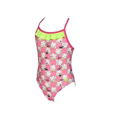 Imagen de ARENA Kids Girl&#039;S Friends Swimsuit Cross Back Ao Intero, Niñas, Freak Rose Multi Soft Green Rose, 1 2 Anni