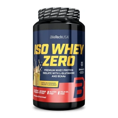 Imagen de BioTechUSA Iso Whey Zero Premium Protein Isolate Grass Fed Enzyme Free Sugar and Gluten free, 908 g, Crema Catalana