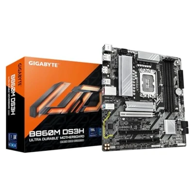 Imagen de GIGABYTE B860M DS3H Placa Base CPUs Intel Core Ultra, VRM de 5+1+2+1 Fases, hasta 9066MHz DDR5, 1xPCIe 5.0 + 4.0 M.2, LAN 2,5 GbE, USB 3.2 Gen 2