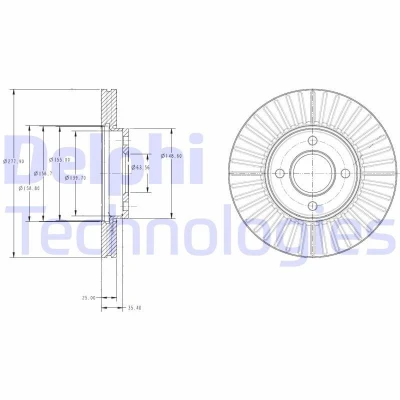Imagen de DELPHI BG4117 Disco de freno 278 25 4 ventilado aceitado sin procesar cojinete rueda, anillo sensor ABS FORD: FIESTA 5