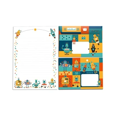 Imagen de Bloc de cartas con sobre para niños, juego papel carta (bloque A5 25 hojas + 15 sobres)