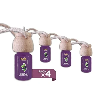 Imagen de Bali fragancias Pack de 4 Ambientadores coche MORA 6 ml 0% alcohol, absorbe el mal olor tu vehículo