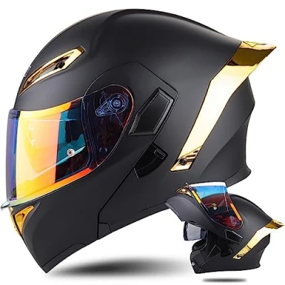 Imagen de Casco de Moto Modular con Bluetooth Slot Integrado, ECE Homologado Integrales Jet Scooter para Mujer Hombre Adultos,con Doble Visera Flip Up