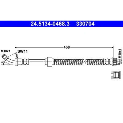 Imagen de ATE 24.5134 0468.3 Latiguillos de Freno 468 M10x1 RENAULT: MASTER 2 Kasten, Bus