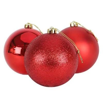 Imagen de Christmas Concepts® Pack de 3 Adornos árbol Navidad Extra Grandes 150mm (6&quot;) Brillantes, Mate y con Brillo (Rojo)