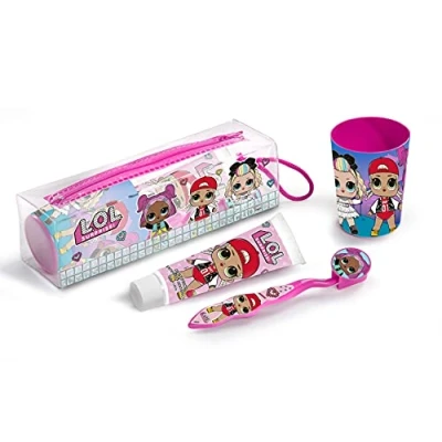 Imagen de Lol Surprise 1403, Set Infantil De Higiene Dental Con Neceser Pasta Dientes 75Ml Cepillo Capuchón Y Va Niñas, Multicolor, 40 Cm