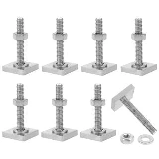 Imagen de Yuehuabao 8Pcs Adaptador de Pista en T Acero Inoxidable M6 con Tuercas y Arandelas para Ranura Caja Techo el Portabicicletas Pernos fijación (M6x35mm, Plata)