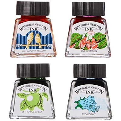 Imagen de Winsor &amp; Newton Tinta para Dibujo Drawing Ink Set de 4 tintas, Tonos vibrantes
