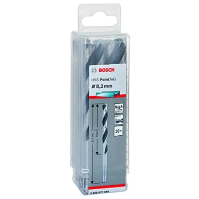 Imagen de Bosch Professional 10 brocas helicoidales HSS PointTeQ, para metal, 8.2 x 75 117 mm, accesorio de taladro
