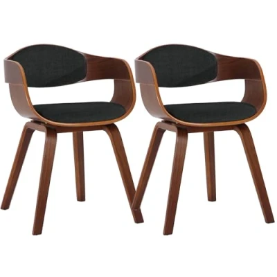 Imagen de CLP Set De 2 Sillas Comedor Kingston En Tela &amp; Madera I Pack Butacas Nórdicas para Reuniones Modernas, Color:Nuez/Negro, Color del Marco:Nuez