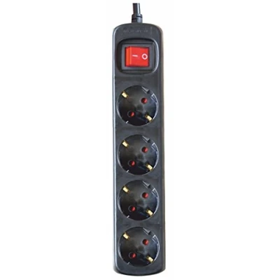 Imagen de SILVER ELECTRONICS Regleta Enchufe con 4 Tomas Interruptor, Negro, Enchufes, Cable de 1,5 Metros, protección Infantil, Toma Tierra, sobretensiones