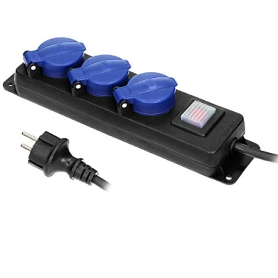 Imagen de ORNO OR AE 13192(GS)/3M Enchufe Exterior para Taller al Aire Libre IP44 de 3 vías con 3m Cable (3m)