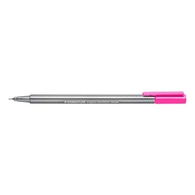 Imagen de Staedtler triplus Fineliner 334 221, barril triangular, punta de metal Encerrado, aprox. 0.3 mm Paquete 10 en cartón Case neón color rosa
