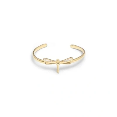 Imagen de UNO de 50 Pulsera bañada en oro 18k con forma libélula topacios