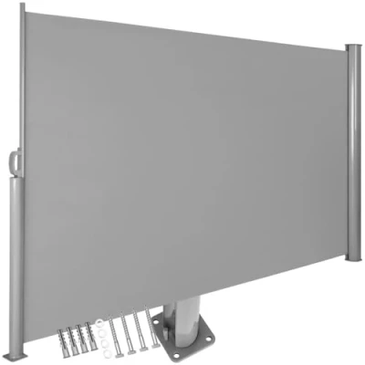 Imagen de tectake® Toldo Lateral Retráctil, Separador de Ambientes Exterior, Tela Impermeable 240g/m², Protección Solar, Viento, Privacidad, Toldos Exterior Terraza, Biombo 160x300cm Gris