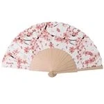 Imagen de Fisura Abanico original con estampado de flores japonesas. madera moderno y colorido. blanco rosa. cuelga abanico. 42,5 x 23 cm.