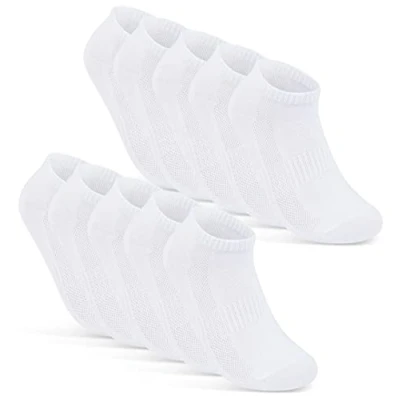 Imagen de sockenkauf24 10 Pares de Calcetines Cortos Hombre Mujer Tobilleros Transpirables con Malla Algodón 16510 (39 42 Blanco)