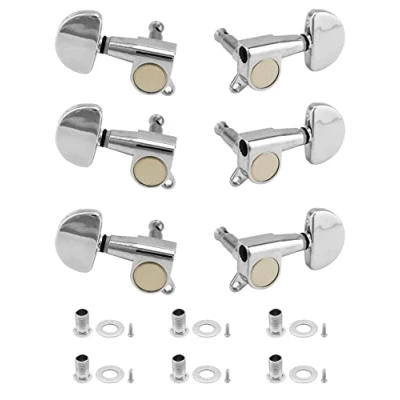Imagen de QWORK 6 Piezas 3L3R clavijero guitarra, Clavijas Afinación de cabezas máquina para guitarras eléctricas o acústicas, plata galvanizada