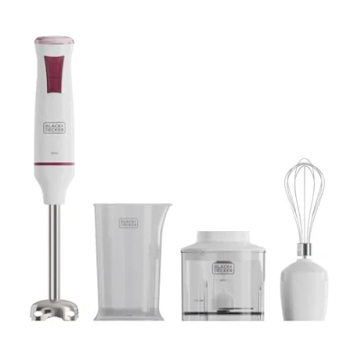 Imagen de Black+Decker Batidora de Varilla BXHBA601E 600W 20 Velocidades Función Turbo Cuchillas Acero Inoxidable Diseño Anti Splash Accesorios Desmontables y Aptos para Lavavajillas Libre BPA