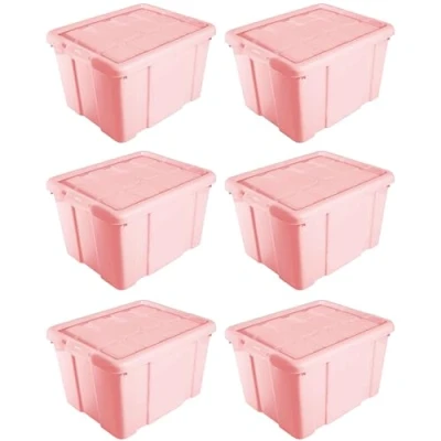 Imagen de AC Pack de 6 Cajas Almacenamiento Fabricado en plástico Contenedor para almacenar Juguetes, Libros, Ropa, Mantas N.º 2 (Rosa) 25,6 x 42,2 35 cm 25 Litros