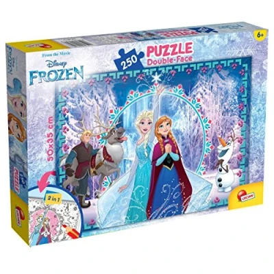 Imagen de Liscianigiochi Puzzle para niños de 250 piezas 2 en 1, Doble Cara con reverso colorear Disney Frozen La Reina las nieves 52981