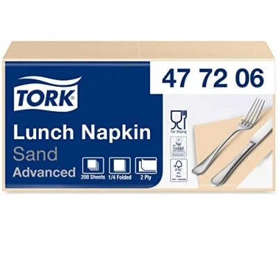 Imagen de Tork 477206 Lunch/Servilletas para almuerzo / 10 paquetes x 200 unidades (2000 servilletas) s/color arena 2 capas 33 32,6 cm/Advanced