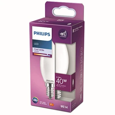 Imagen de Philips E14 4,3W 840 bombilla vela LED mate