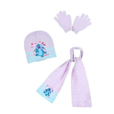 Imagen de Disney Stitch Gorro Bufanda y Guantes para Niña, Conjunto de Invierno Niñas, Gorra Angel, Accesorios Infantil Morado