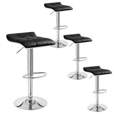 Imagen de WOLTU 4X Taburetes de Bar Cuero Sintético Alto Cocina Regulable en Altura Giratorio Sillas Tapizada Taburete Trabajo Negro BH28sz 4