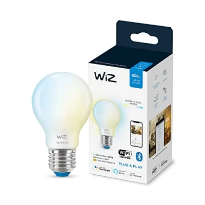 Imagen de WiZ Bombilla LED Inteligente Wi Fi, 7W(Eq. 60W) E27 A60, Luz Blanca Cálida a Fría Regulable, con tecnología SpaceSense y compatible Alexa Google Home