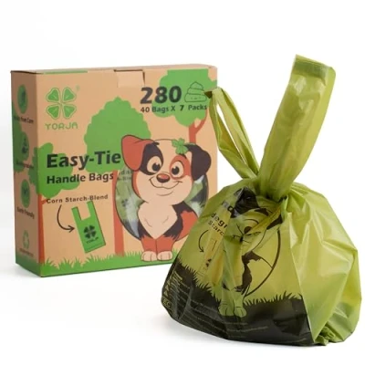 Imagen de YORJA bolsas para excrementos de perro, 280 mascotas, gruesas y fuertes, 100 % a prueba fugas, biodegradables (verde)