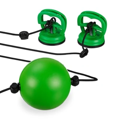 Imagen de Relaxdays Pera de Boxeo, Pelota Doble Extremo para Entrenamiento Coordinación Ojo Mano, en Casa, Verde/Negro, 9 cm