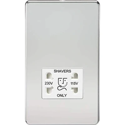 Imagen de Knightsbridge SF8900PCW 115 230 V Sin Tornillos De Doble Voltaje Afeitar Socket Cromo Pulido Con Blanco Insertar