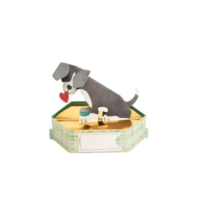 Imagen de Draeger Paris Tarjeta Pop Up, de felicitación 3D con su sobre Pequeño Perro corazón, signo a personalizar formato 18 x 11,5 cm