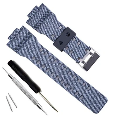 Imagen de OliBoPo Correa de repuesto para reloj Casio G Shock GD120/GA 100/GA 110/GA 100C resina natural, Patrón cruz, color blanco.,